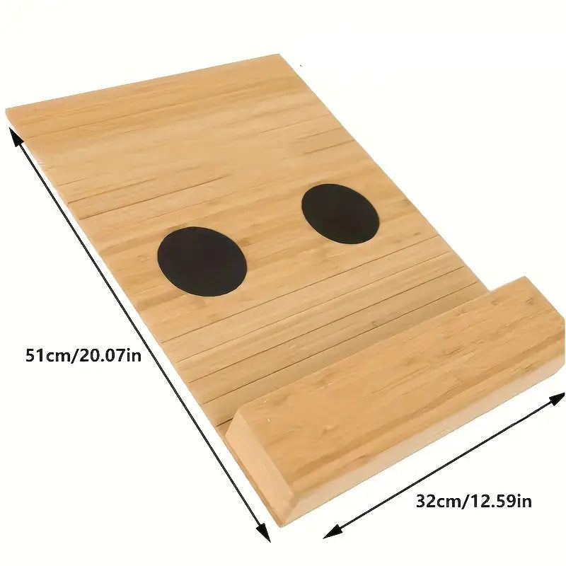 Foldable Bamboo Sofa Armrest Table with Cup Holder (2 colours available) - Wood Color - SS