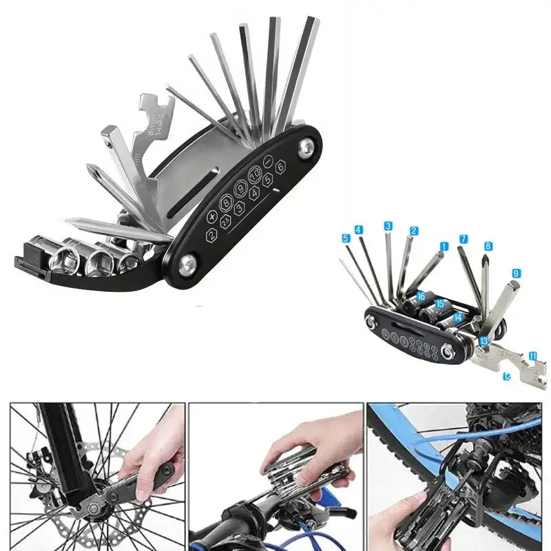 Folding Bike & Motorcycle Repair Tool Kit (16 in 1) - HBC