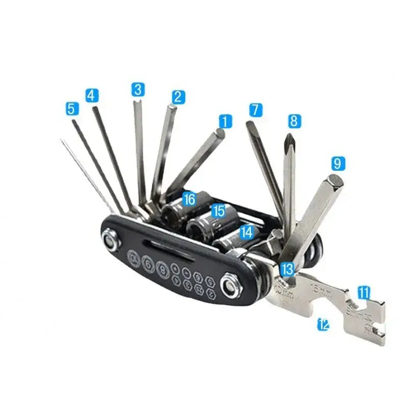 Folding Bike & Motorcycle Repair Tool Kit (16 in 1) - HBC