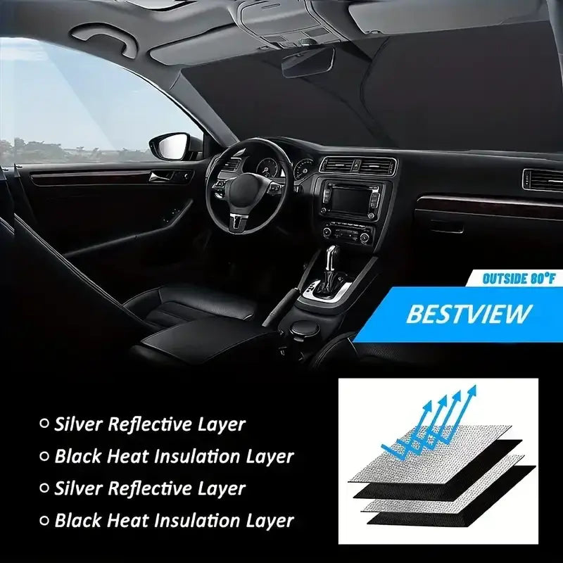 Folding Car Window Sunshade Cover - 140x70cm - HBC
