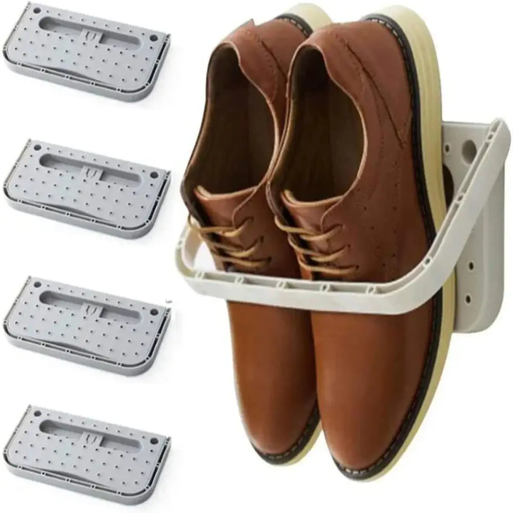 Folding Wall-Mount Shoe Organizer Rack (4PCS) - Shoe Rack - SS