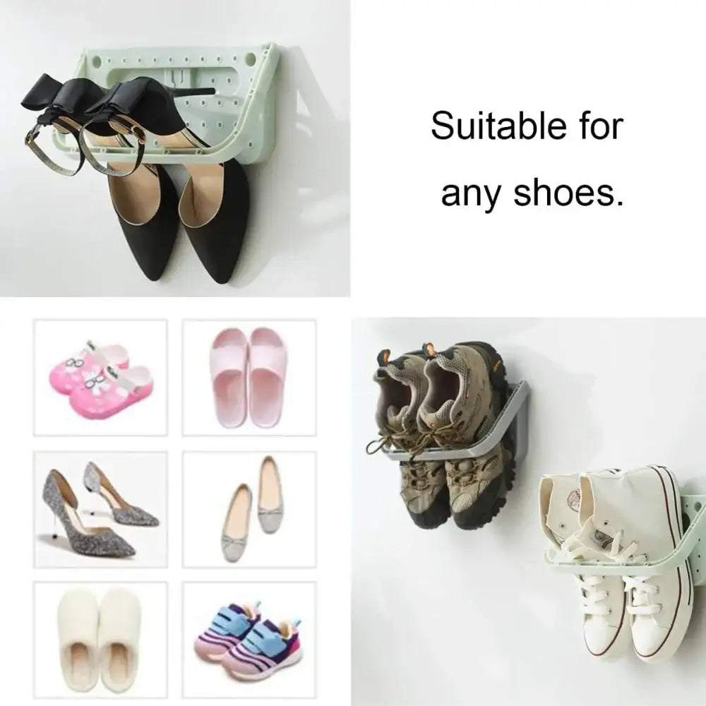 Folding Wall-Mount Shoe Organizer Rack (4PCS) - Shoe Rack - SS