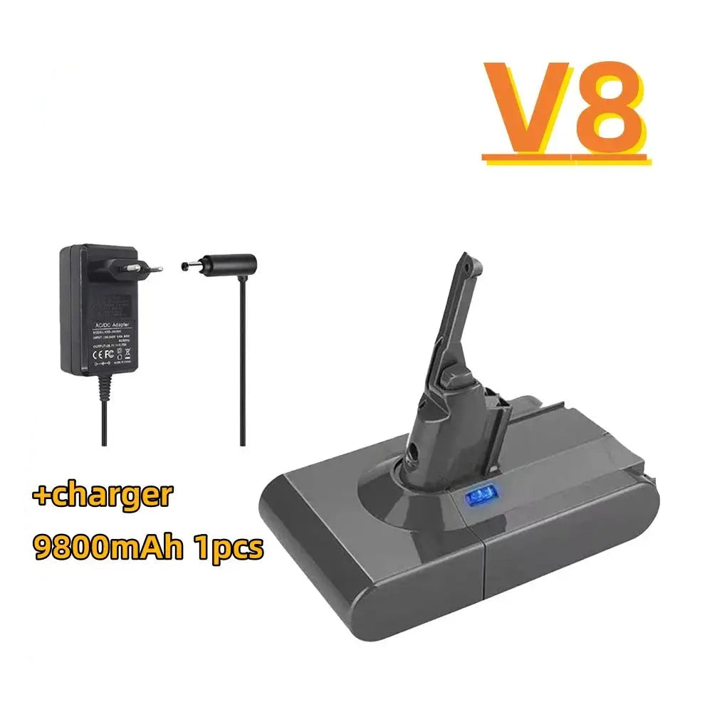 For Dyson V6/v7/V8 A type/B type vacuum cleaner series battery 21.6v + charger Factory direct sales - V8 9.8Ah 1pcs