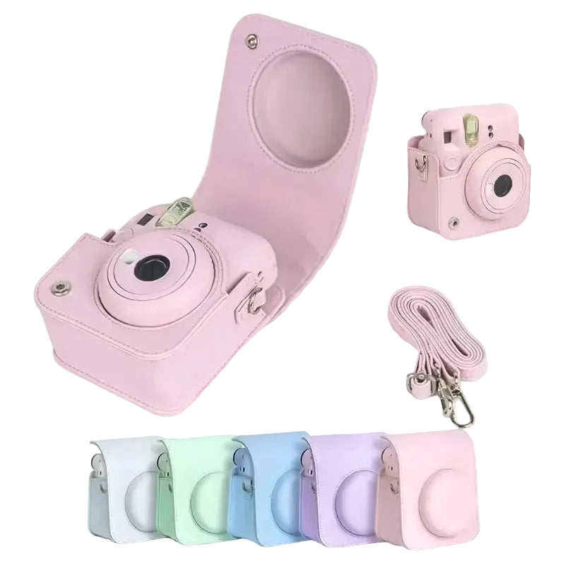 For Instax Mini 12 Camera Case PU Leather Soft Protective Case Trave Bag for Fujifilm Film Camera Bag with Shoulder