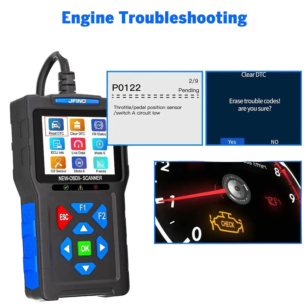 For Yamaha For Honda Car OBD2 Scanner 3-in-1 Universal Motorcycle Cable Code Reader Battery Performance Testing