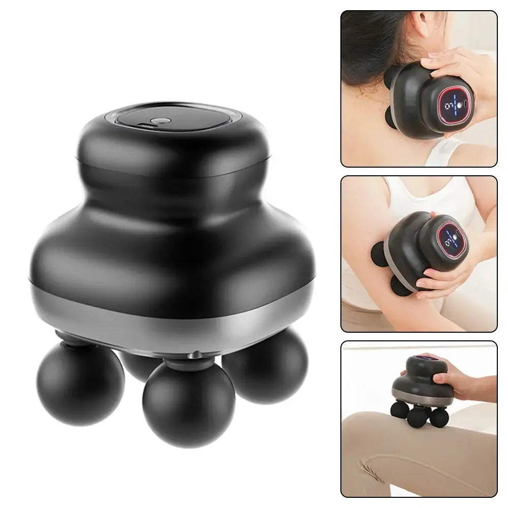 Four-Head Fascia Gun – Mini Electric Household Massager - Black / Type C Charge / Massager - HBC