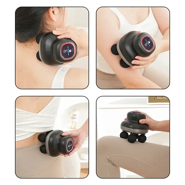 Four-Head Fascia Gun – Mini Electric Household Massager - Black / Type C Charge / Massager - HBC