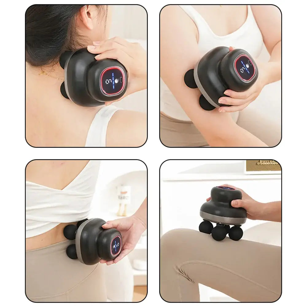 Four-Head Fascia Gun – Mini Electric Household Massager - Black / Type C Charge / Massager - HBC