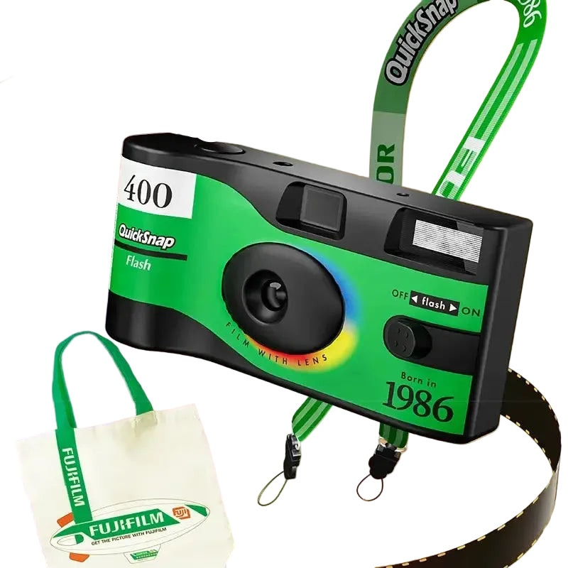 Fuji Disposable Film Camera QuickSnap 1986 Gift Box Set Vintage Film Machine Photo Printer (Expiration date: December