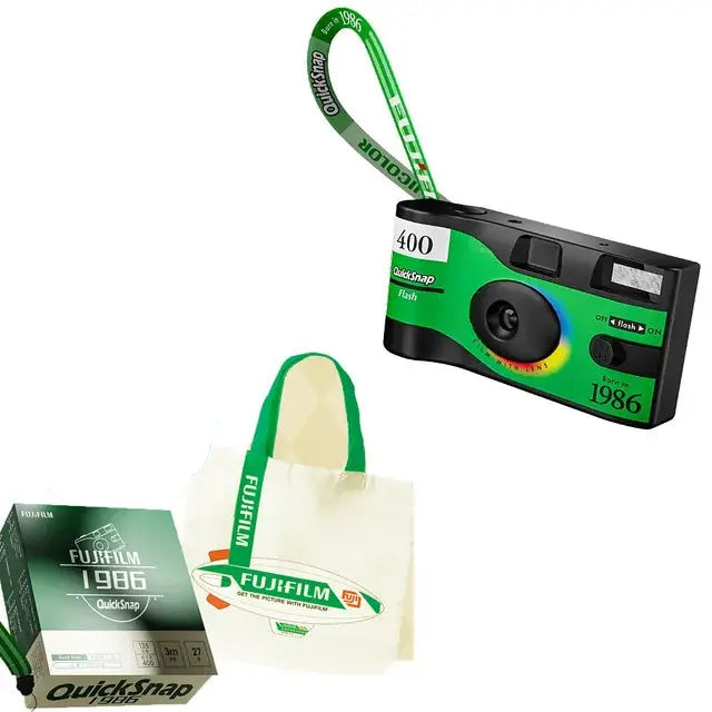 Fuji Disposable Film Camera QuickSnap 1986 Gift Box Set Vintage Film Machine Photo Printer (Expiration date: December