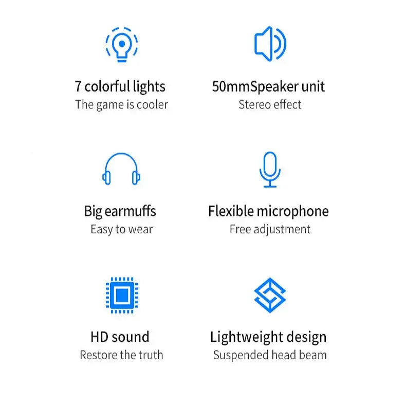 G58 G60 7.1 Gaming Headset with Mic & LED (3 colours available) - 9eight5