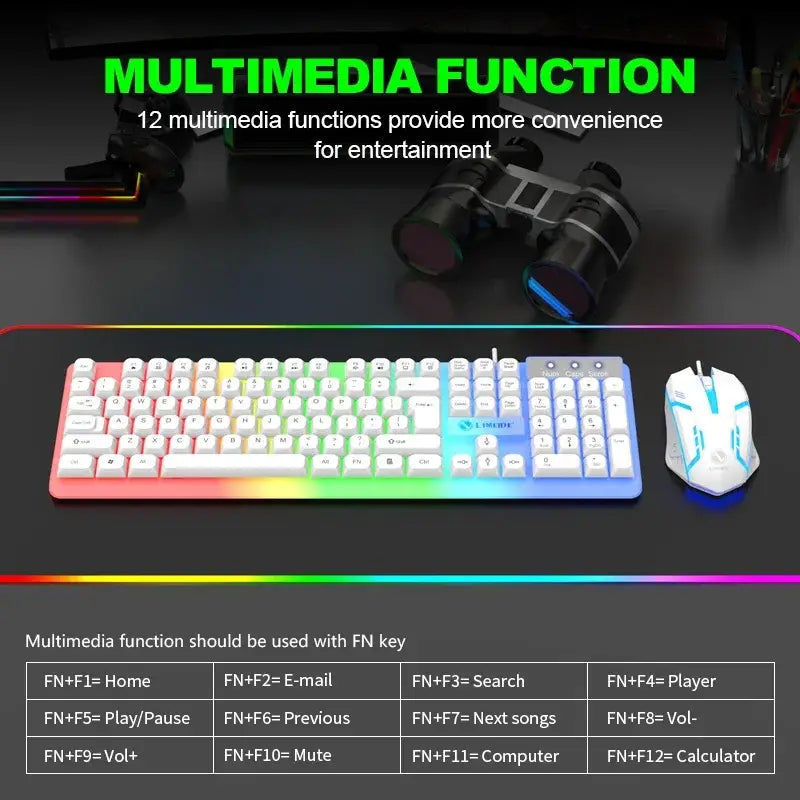 Gaming Keyboard & Mouse Combo – LED Backlight - Black / Gaming Keyboard Mouse - 9eight5