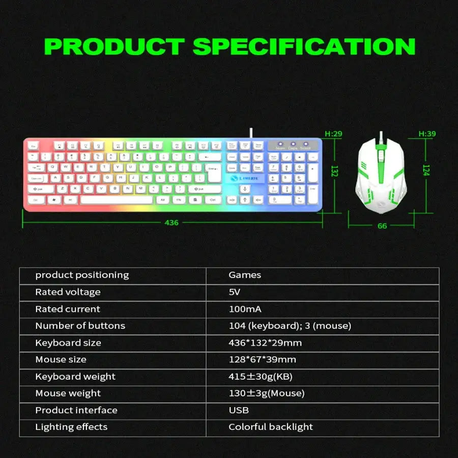 Gaming Keyboard & Mouse Combo – LED Backlight - Black / Gaming Keyboard Mouse - 9eight5
