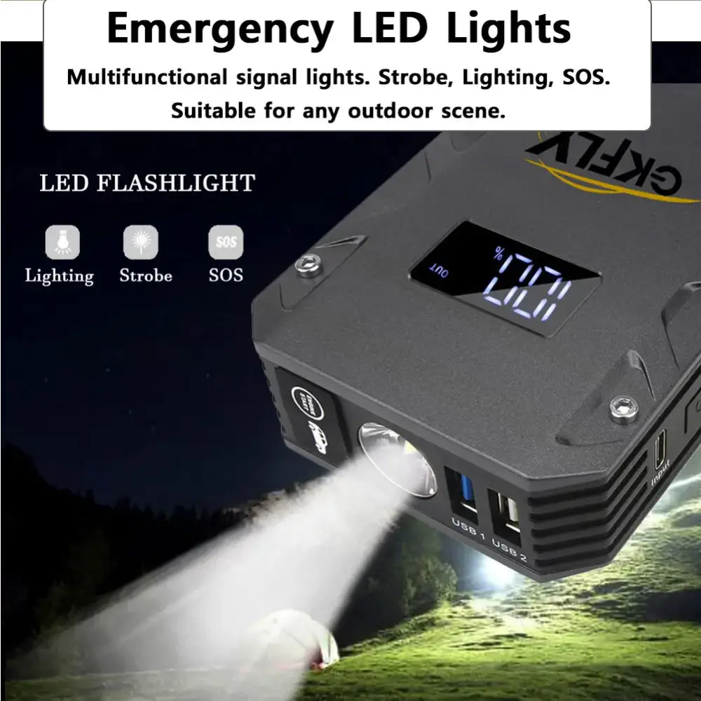 GKFLY 9000A Jump Starter Diesel Gas Car Battery Charger Starting Device Starter For Car 12V Emergency Power Supply Car