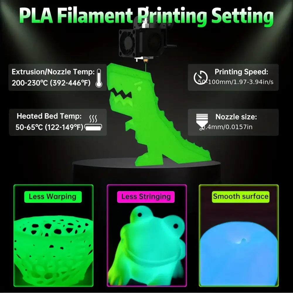 Glow-in-the-Dark PLA 3D Printer Filament 1.75mm (200g) (various colours available) - SS