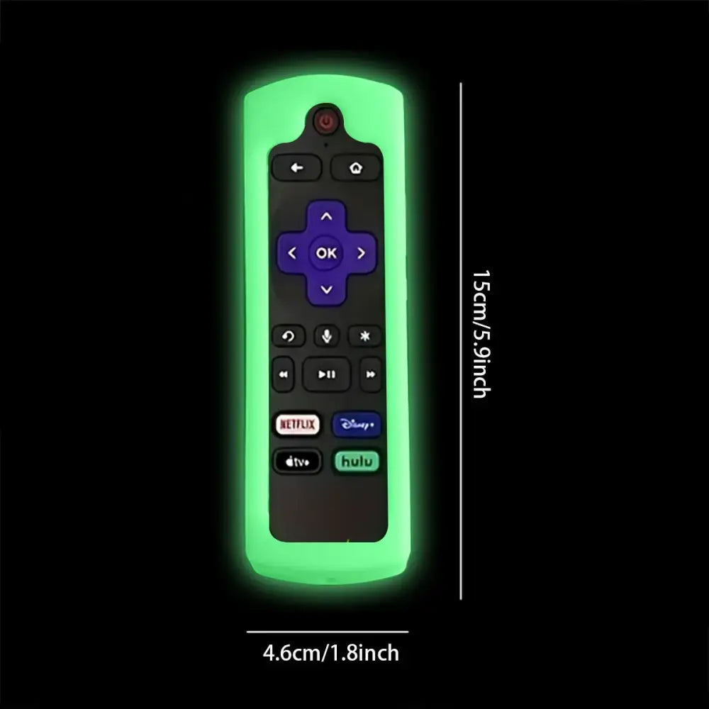 Glow in the dark premium silicone universal remote control cover with lanyard suitable for TCL Hisense Roku TV remote