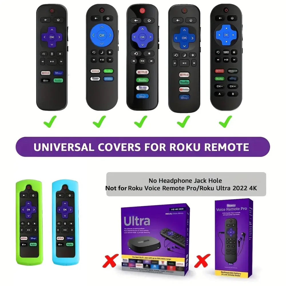 Glow in the dark premium silicone universal remote control cover with lanyard suitable for TCL Hisense Roku TV remote