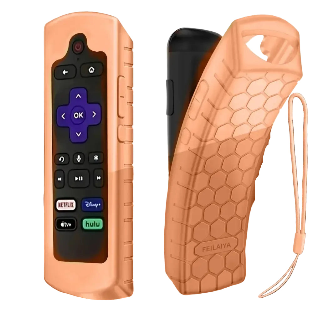 Glow in the dark premium silicone universal remote control cover with lanyard suitable for TCL Hisense Roku TV remote