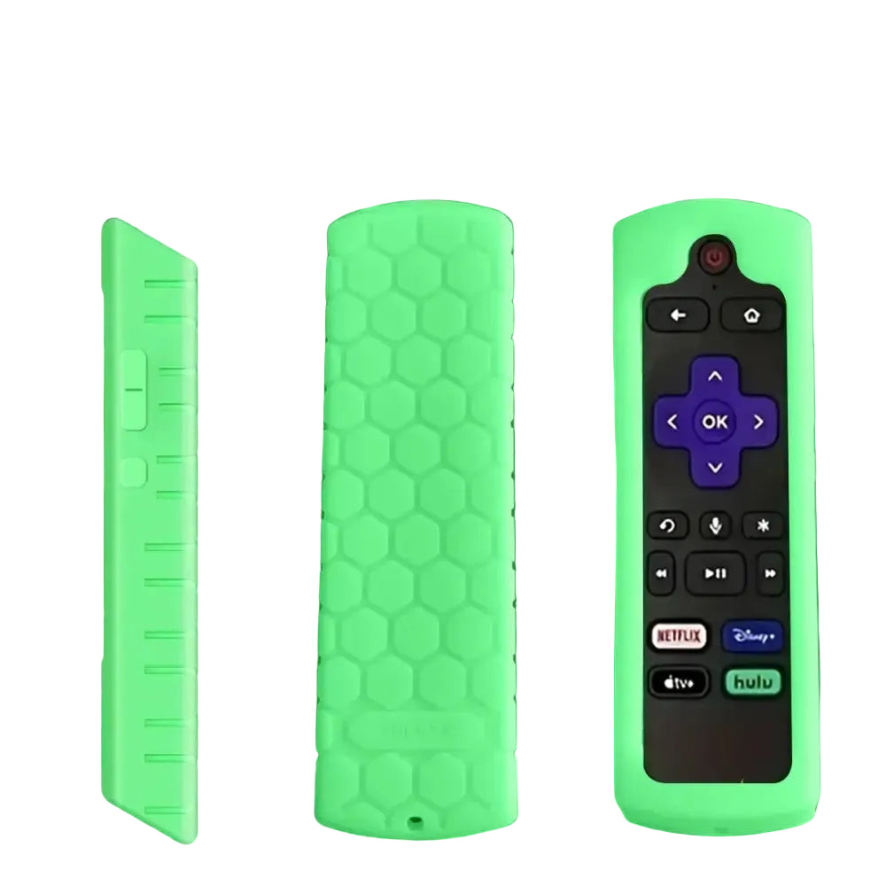 Glow in the dark premium silicone universal remote control cover with lanyard suitable for TCL Hisense Roku TV remote