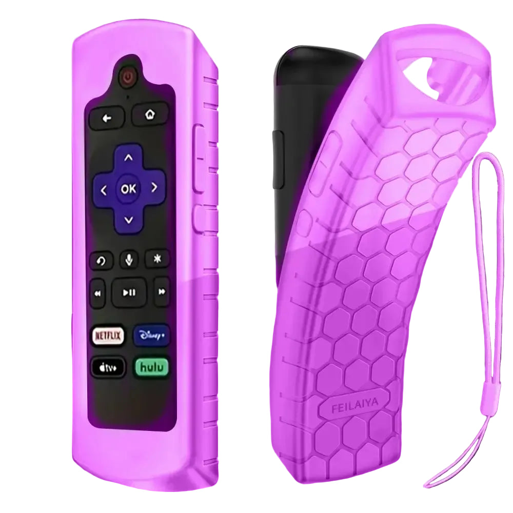Glow in the dark premium silicone universal remote control cover with lanyard suitable for TCL Hisense Roku TV remote