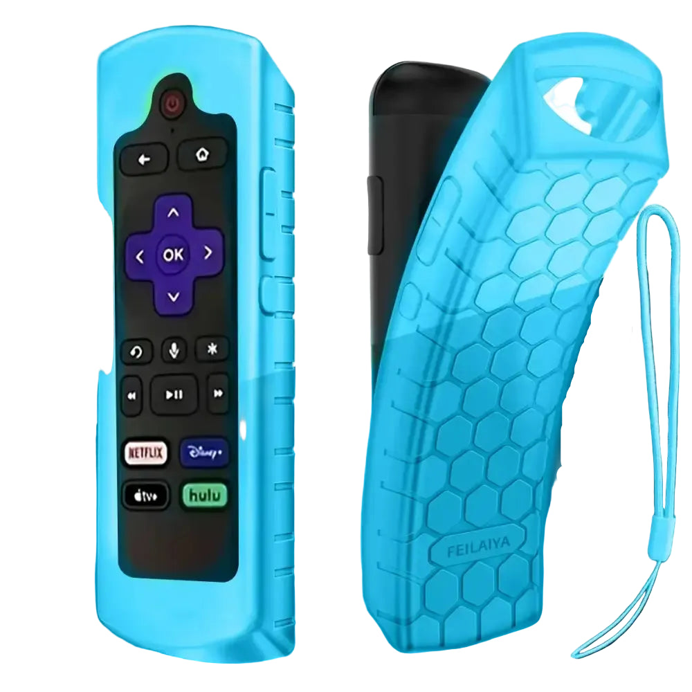 Glow in the dark premium silicone universal remote control cover with lanyard suitable for TCL Hisense Roku TV remote
