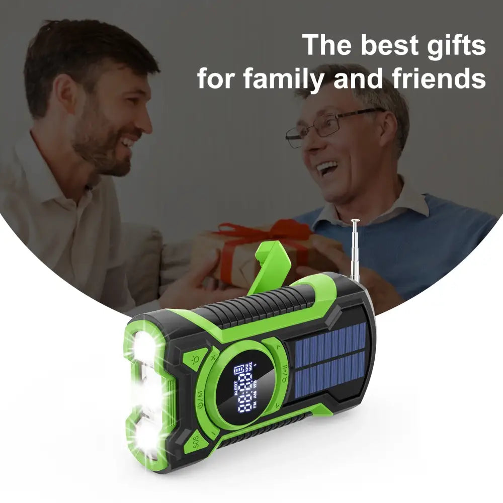Hand Crank Solar Emergency Radio with Bluetooth 5.3 - Radio / Weather Alert Radio / Green - SS