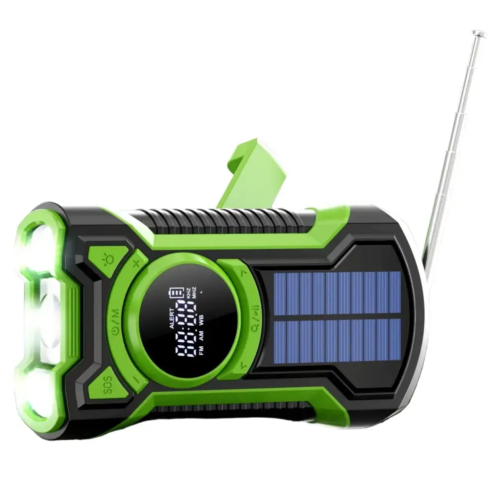 Hand Crank Solar Emergency Radio with Bluetooth 5.3 - Radio / Weather Alert Radio / Green - SS