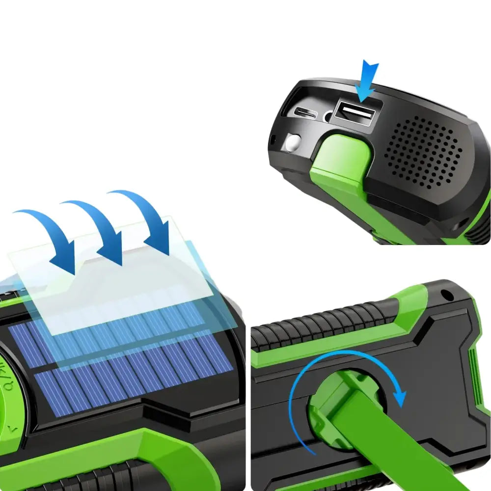 Hand Crank Solar Emergency Radio with Bluetooth 5.3 - Radio / Weather Alert Radio / Green - SS