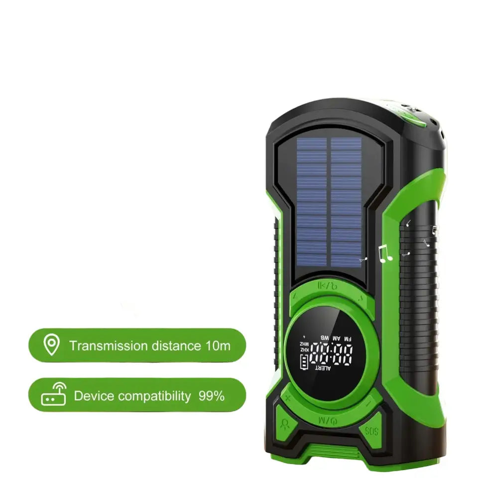 Hand Crank Solar Emergency Radio with Bluetooth 5.3 - Radio / Weather Alert Radio / Green - SS