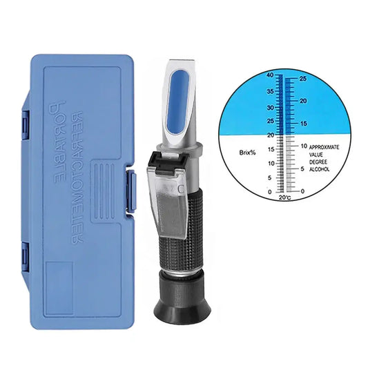 Handheld 0–40% Sugar & 0–25% Alcohol Refractometer (available with or without box) - With Box - HBC