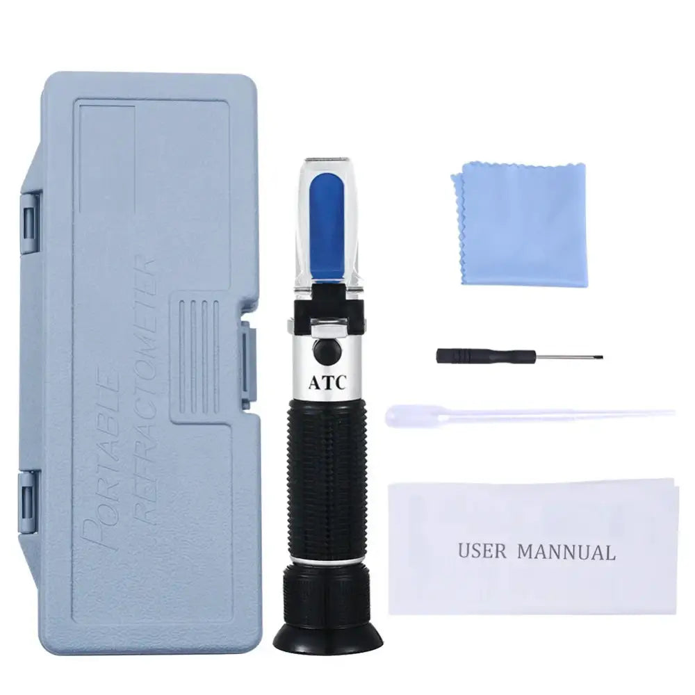 Handheld ATC Sugar Refractometer – 0–10% Brix Sugar Content Tester (3 types available) - Plastic Box - HBC