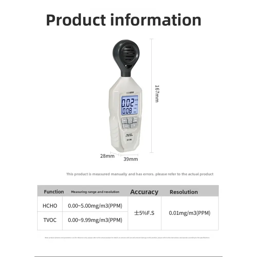 Handheld TVOC & HCHO Air Quality Tester (2-in-1) - White / Air Quality Tester - HBC