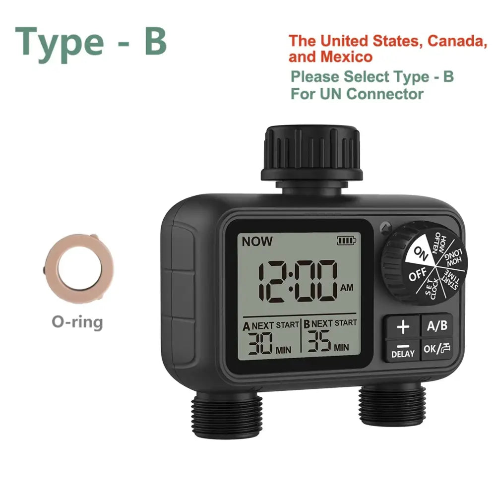 HCT-M06 Digital 2-Outlet Water Timer with Independent Zone Control - POP1-HCT-M06-UN - SS
