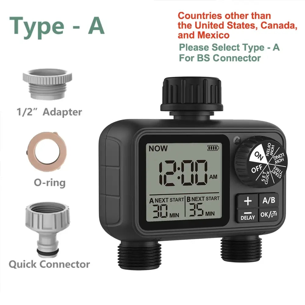 HCT-M06 Digital 2-Outlet Water Timer with Independent Zone Control - POP1-HCT-M06-BS - SS