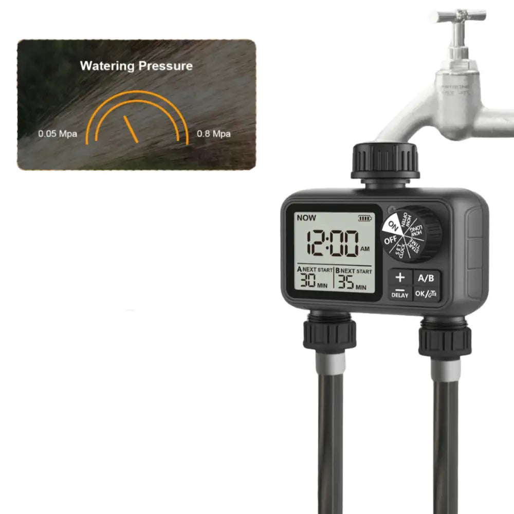HCT-M06 Digital 2-Outlet Water Timer with Independent Zone Control - SS