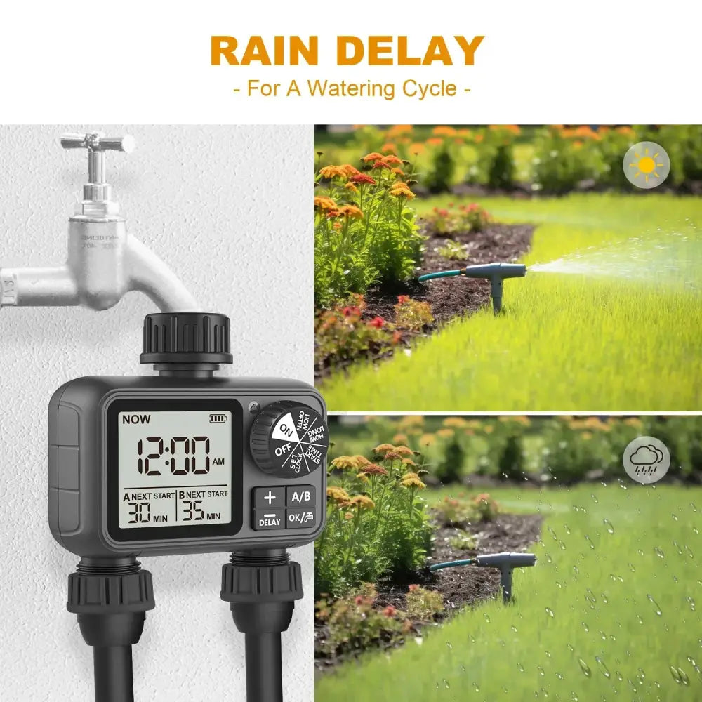 HCT-M06 Digital 2-Outlet Water Timer with Independent Zone Control - SS