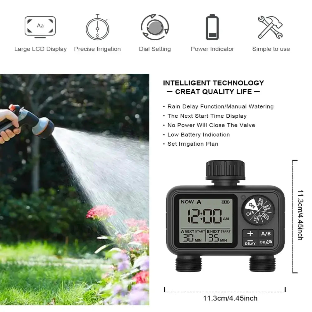 HCT-M06 Digital 2-Outlet Water Timer with Independent Zone Control - SS