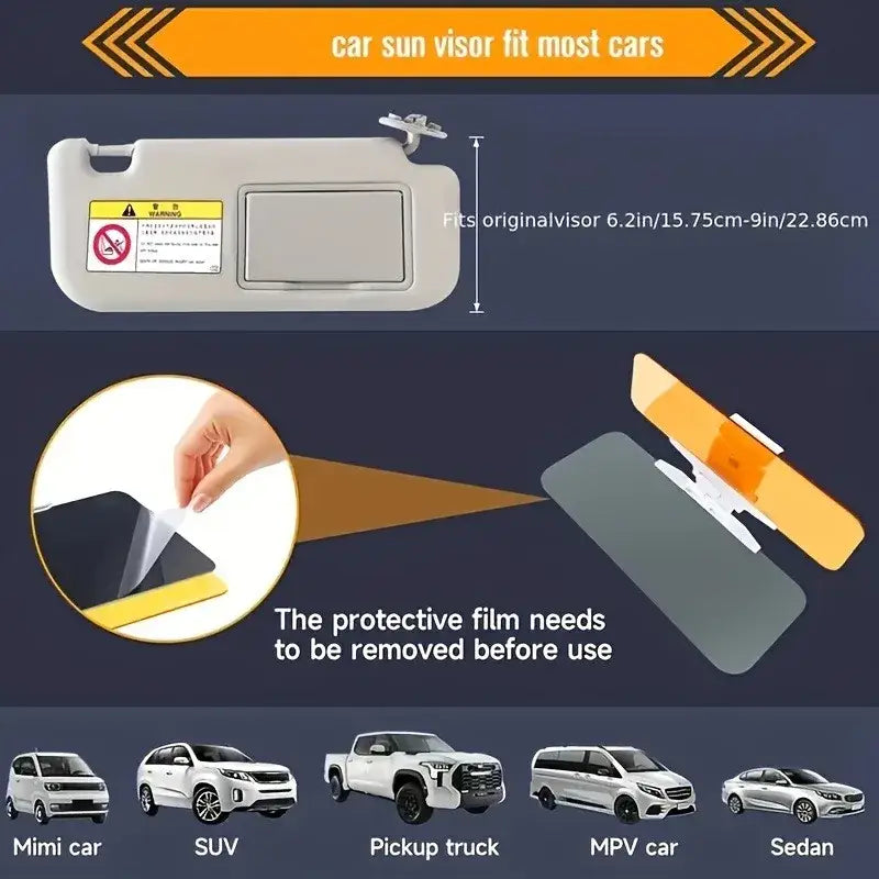 HD Anti-Glare Car Sun Visor – Day & Night Driving Sunlight Protection - HBC