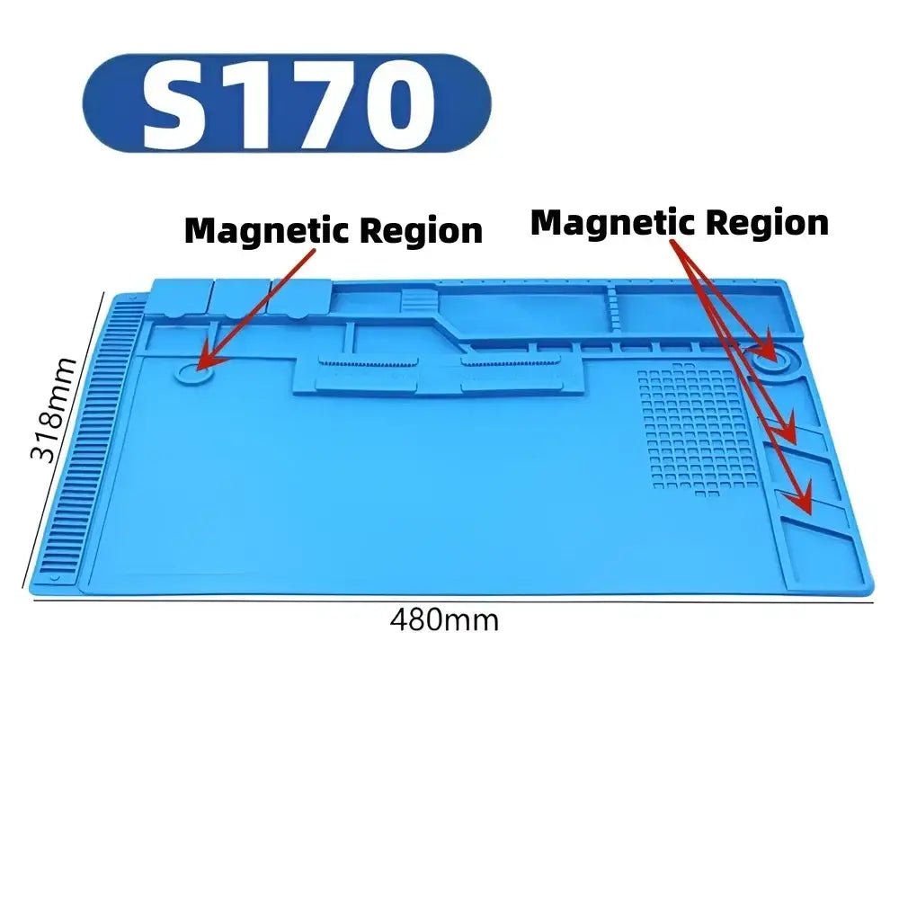 Heat-Resistant Magnetic Silicone Repair Mat (ESD Safe) (different models available) - S170 480 X 318mm / Circuit Board