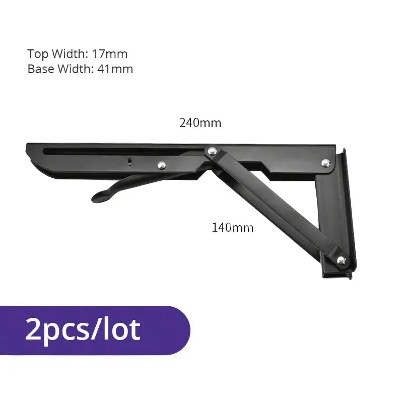 Heavy Duty Folding Shelf Brackets for RV / Caravan Tables (2PCS) - Black 10inch - HBC