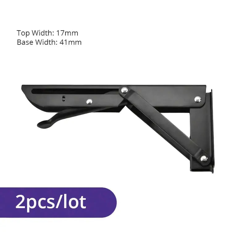 Heavy Duty Folding Shelf Brackets for RV / Caravan Tables (2PCS) - Black 8inch - HBC