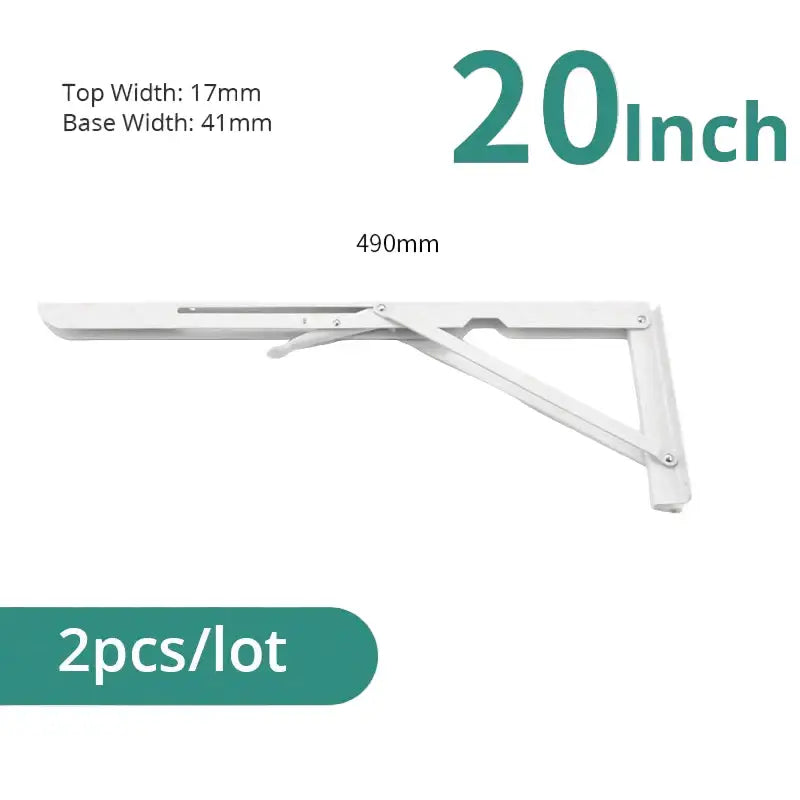 Heavy Duty Folding Shelf Brackets for RV / Caravan Tables (2PCS) - White 20inch - HBC