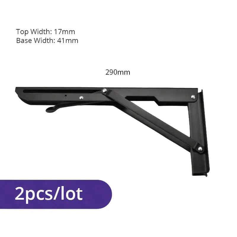 Heavy Duty Folding Shelf Brackets for RV / Caravan Tables (2PCS) - Black 12inch - HBC