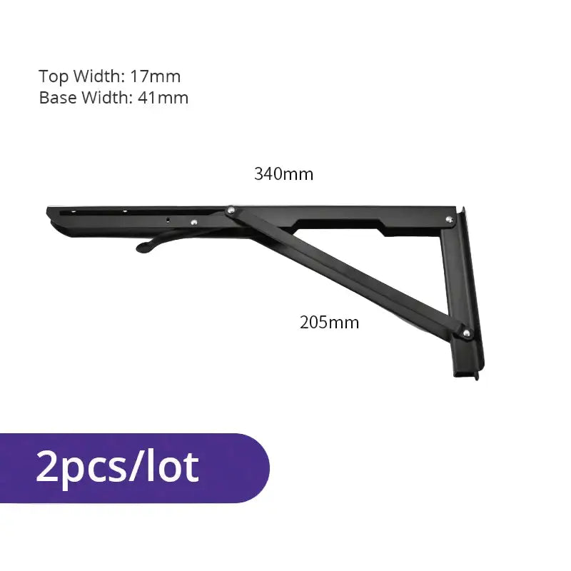 Heavy Duty Folding Shelf Brackets for RV / Caravan Tables (2PCS) - Black 14inch - HBC