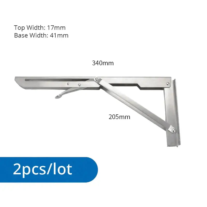 Heavy Duty Folding Shelf Brackets for RV / Caravan Tables (2PCS) - Silver 14inch - HBC