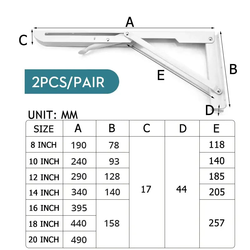 Heavy Duty Folding Shelf Brackets for RV / Caravan Tables (2PCS) - HBC