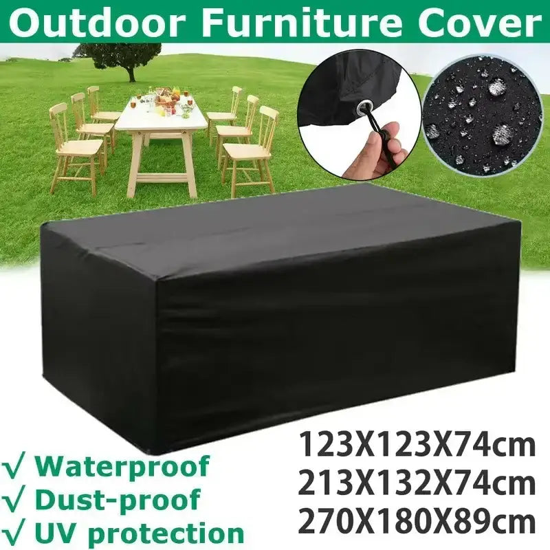 Heavy-Duty Waterproof Patio Furniture Cover – Square Design (Black) - SS