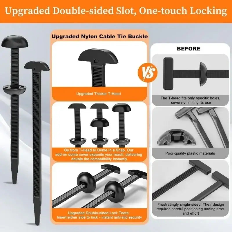 Heavy Duty Zip Ties Nylon Self Locking Cable Ties Buckle With Pin Button Car Repair Fastening Straps For Home Office