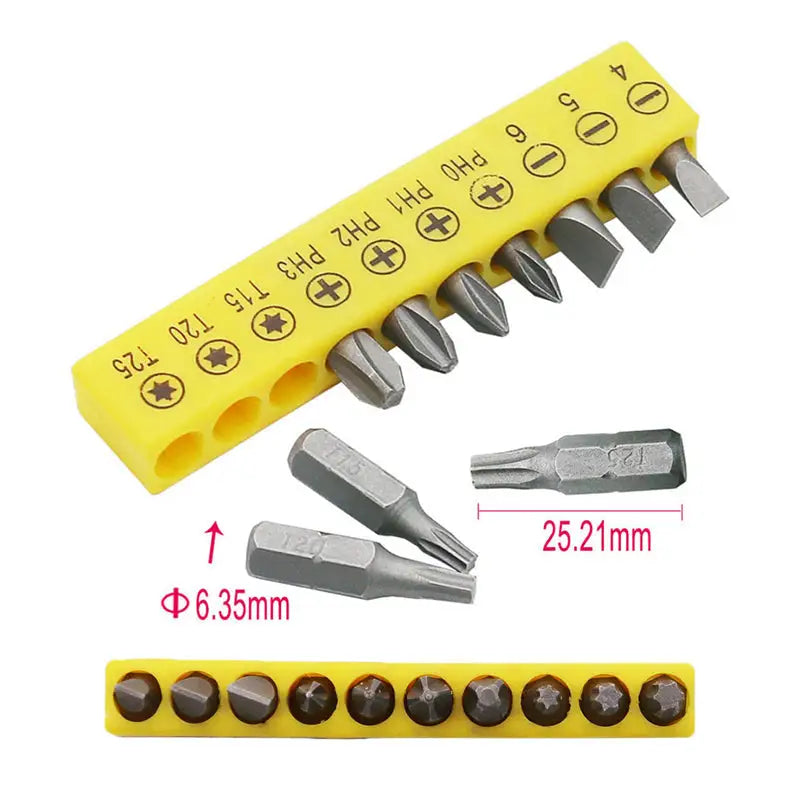 Hex Bit Set for Electric Drills (10Pcs) - HBC