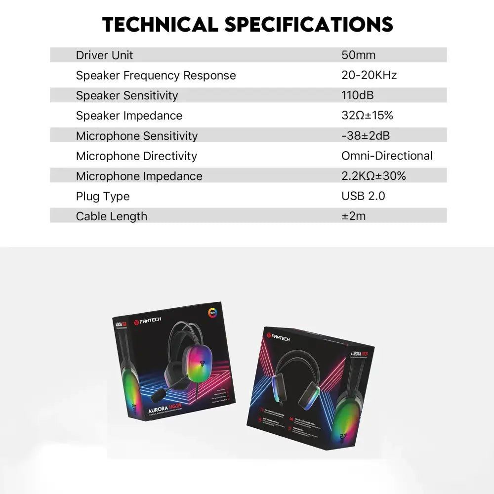 HG29 7.1 Wired Gaming Headset with RGB & 50mm Drivers - HG29 / Wired Headset - 9eight5